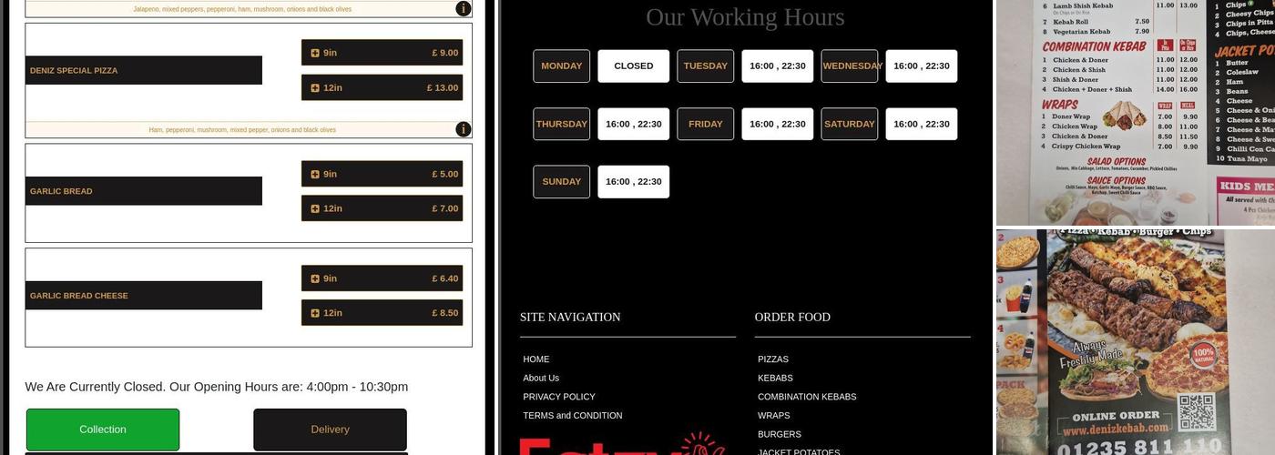 Deniz Kebab Menu