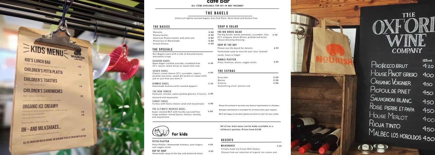 Cafe Bar at Cornerstone Menu