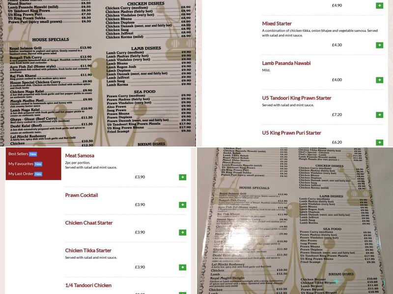 The Royal India (Dinas Powys) Menu