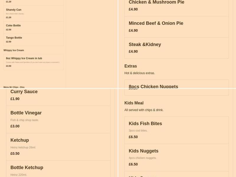 Mr Chips Diss Menu