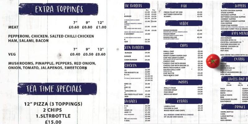 The Backford Takeaway Menu
