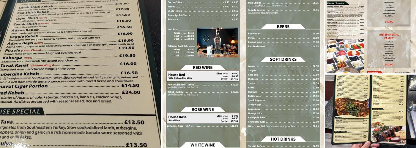 Antep Bar and Grill Doncaster Menu