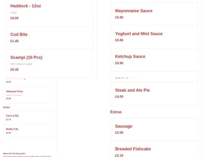 Mr Fish Menu