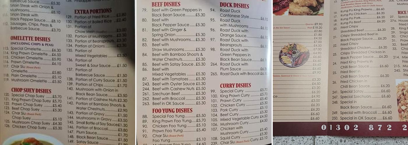 Lucky 6 Takeaway Menu