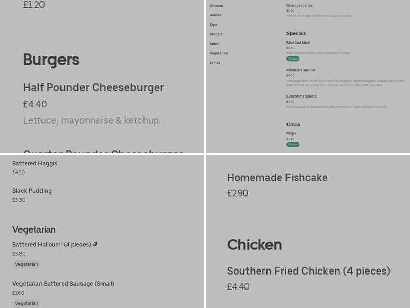 Alverley Fisheries Menu