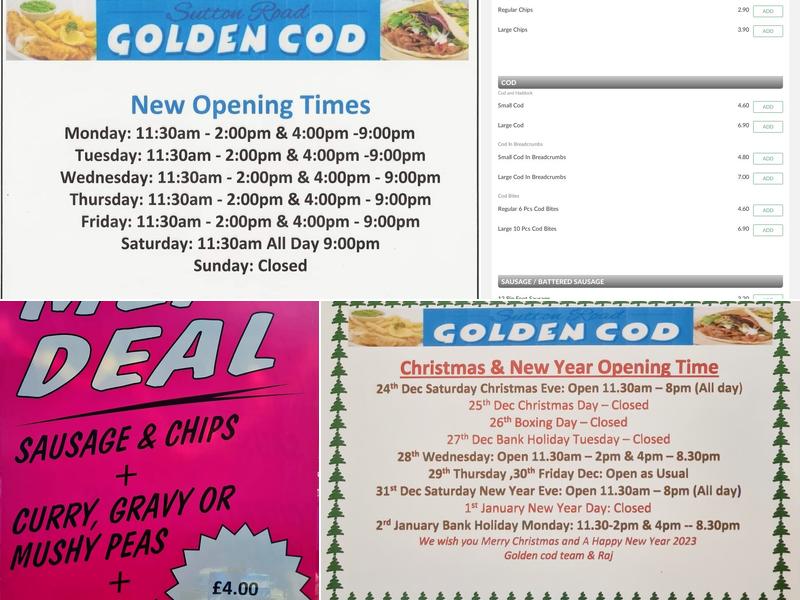 Sutton Road Golden Cod Askern Menu