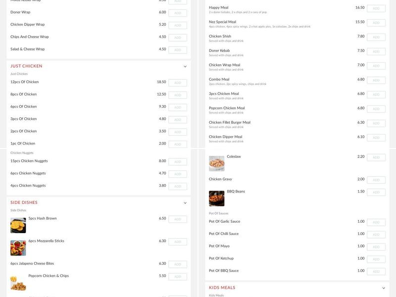 Nez Fried Chicken Menu