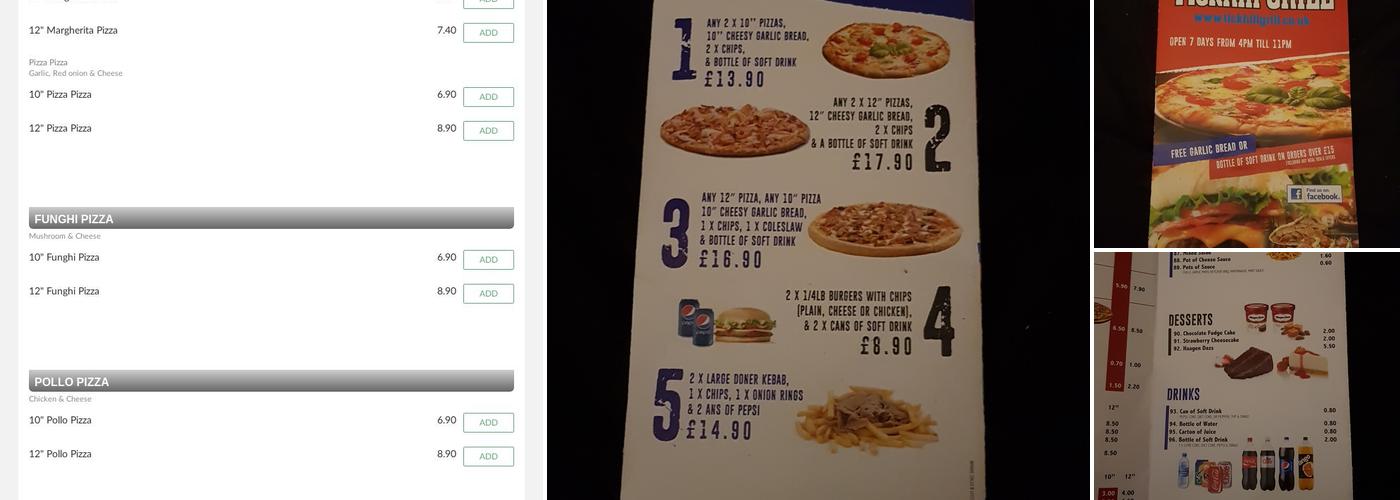 Tickhill Charcoal Grill Menu