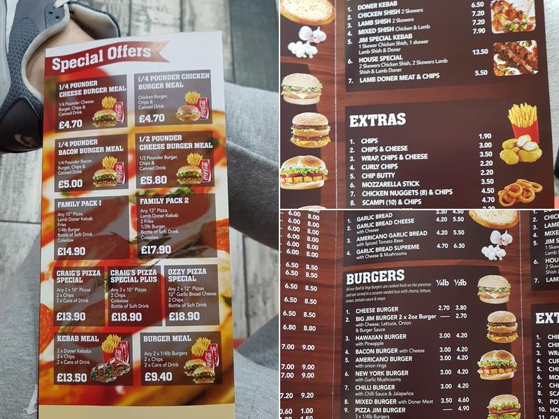 Pizza Jim Rossington Menu