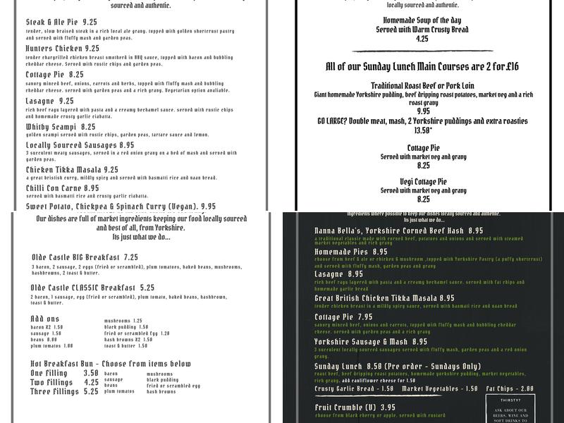 Olde Castle Hotel Menu