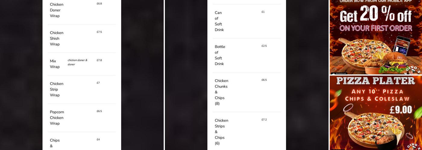 GINO’S PIZZERIA Menu