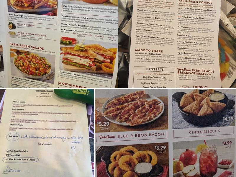 Bob Evans Menu