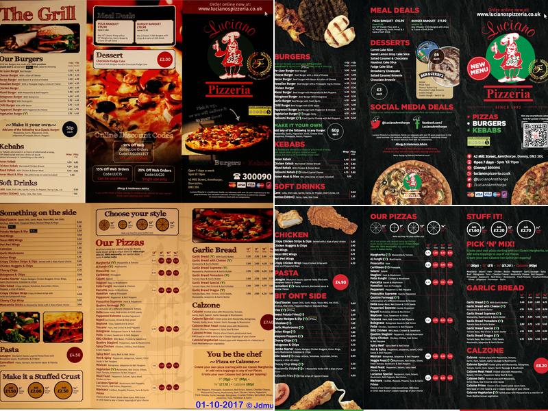 Luciano Pizzeria Menu