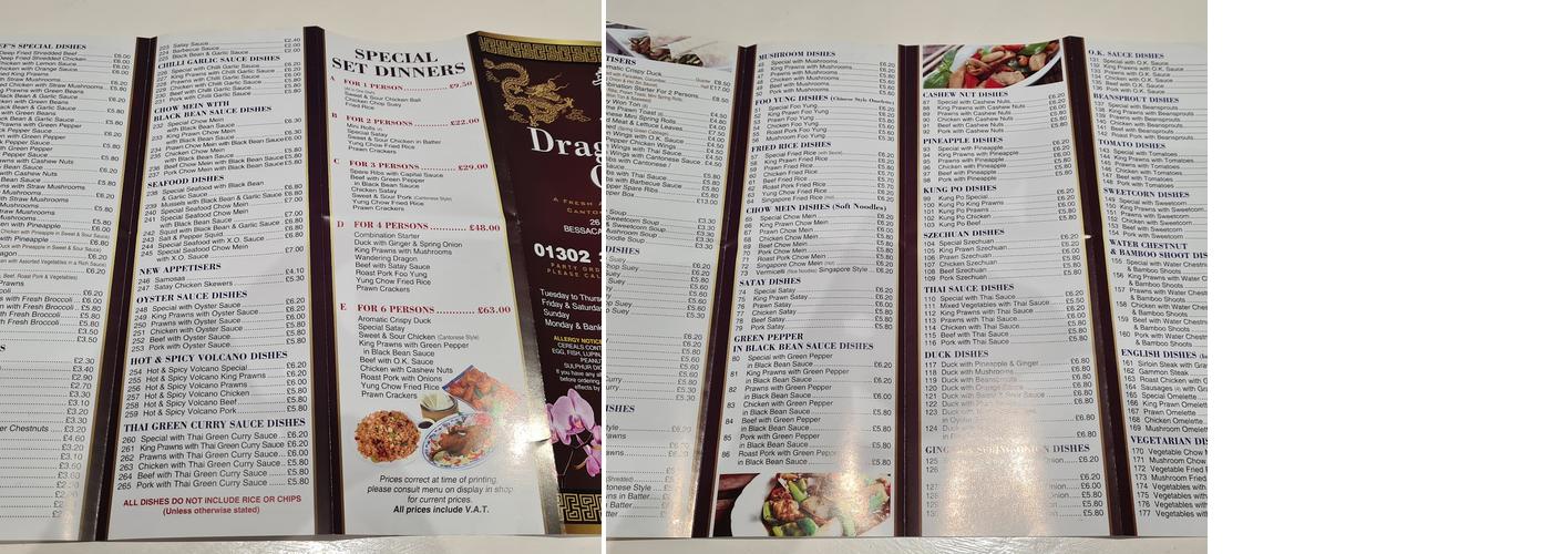The Dragon City Menu