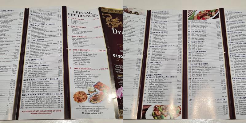 The Dragon City Menu