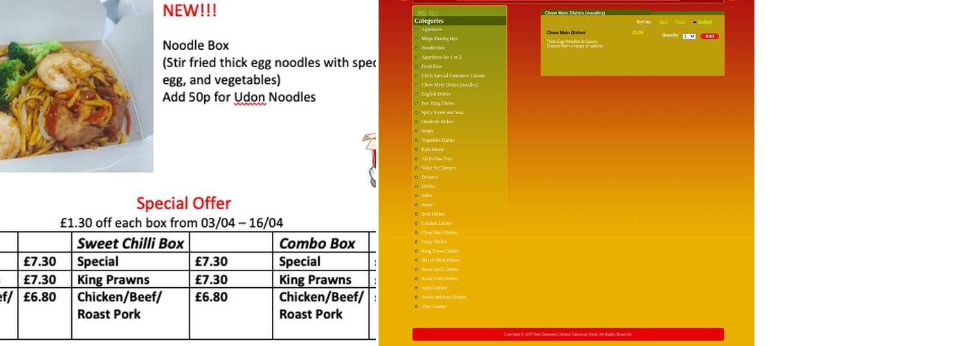 Red Diamond Chinese Takeaway Menu