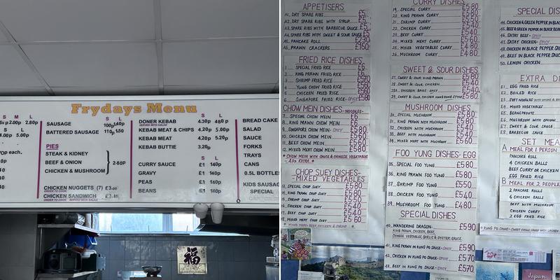 Fryday's Fish & Chips Menu