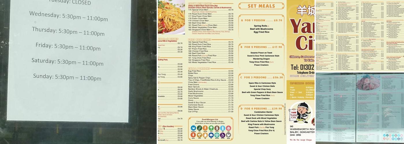 Yang City Menu
