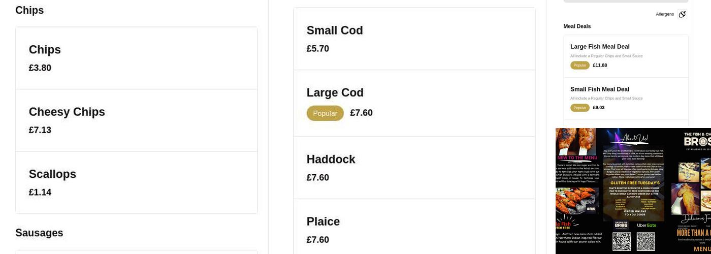 The Fish & Chip Bros Menu