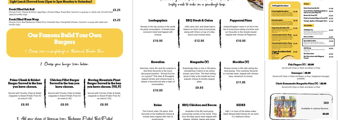 The Prince of Wales, Westcott Surrey Menu