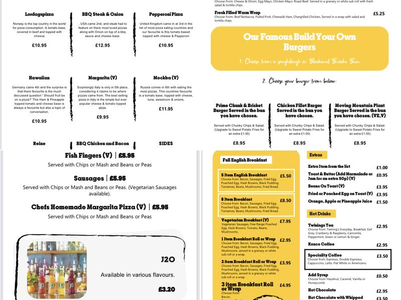 The Prince of Wales, Westcott Surrey Menu