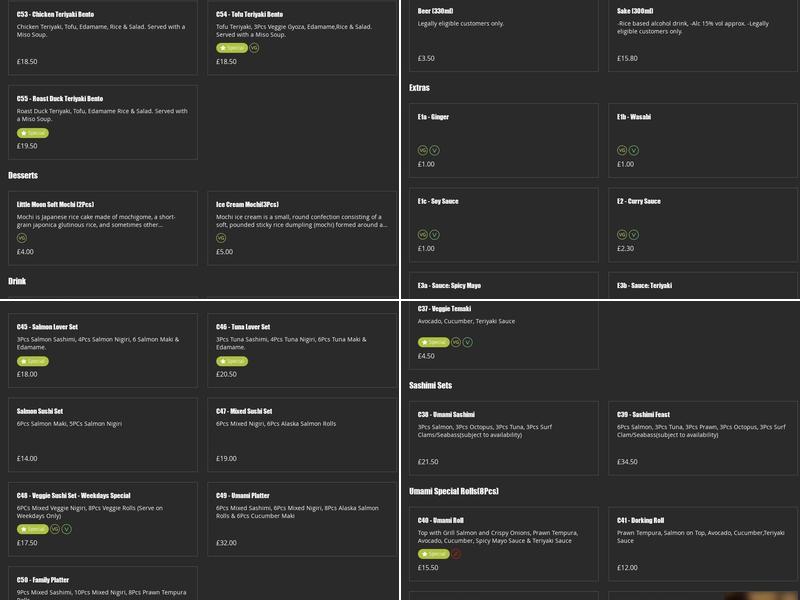 Umami Japanese Restaurant Menu