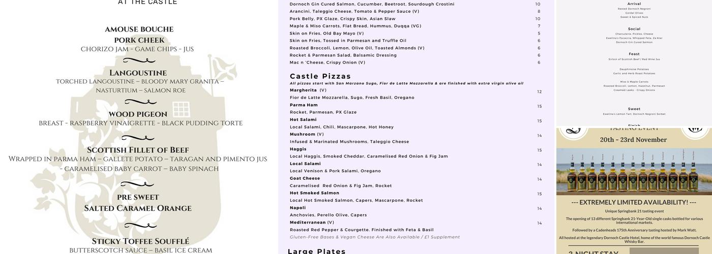 Dornoch Castle Whisky Bar & Bistro Menu