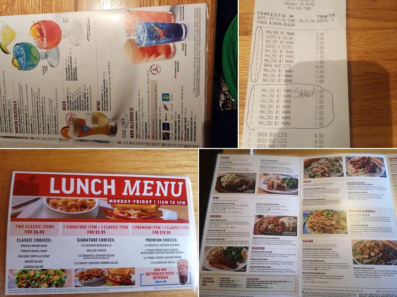 Applebee's Grill + Bar Menu