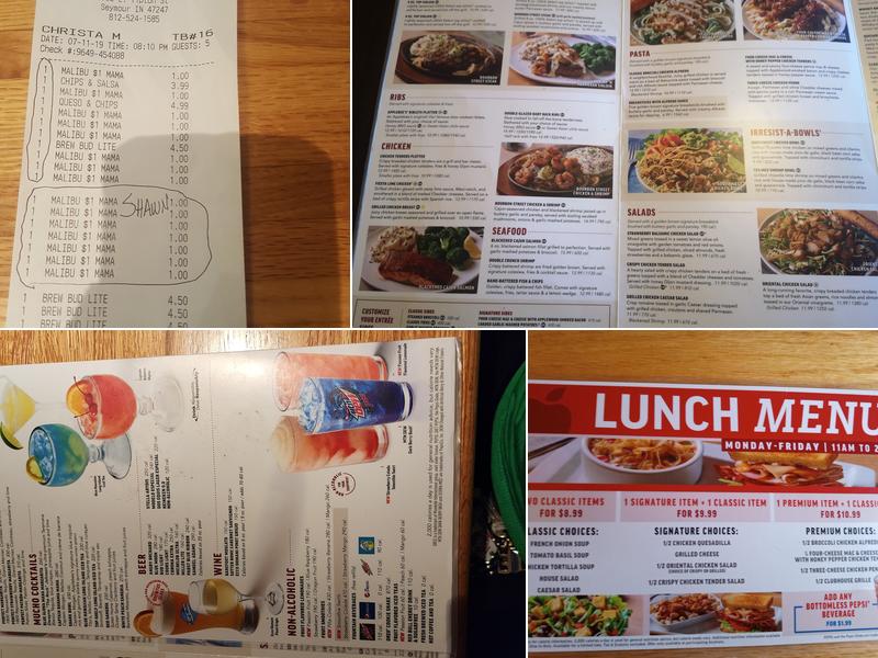 Applebee's Grill + Bar Menu