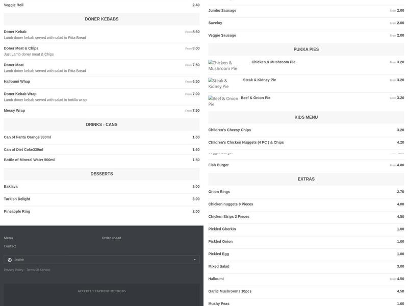 Silvano's Fish Bar Menu