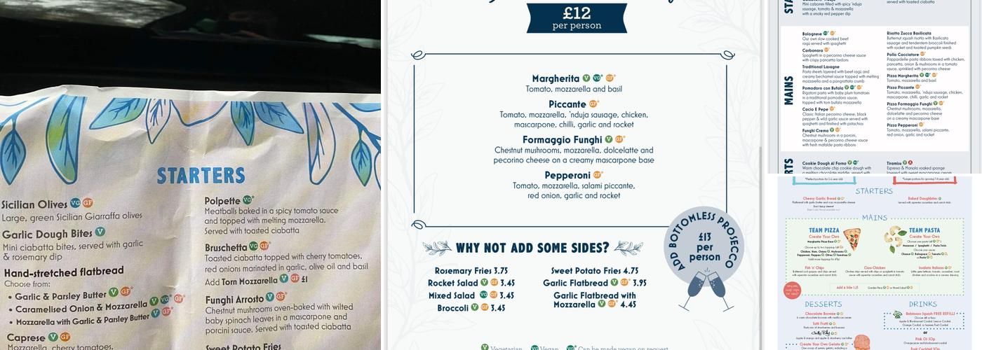 Bella Italia - Dover Menu