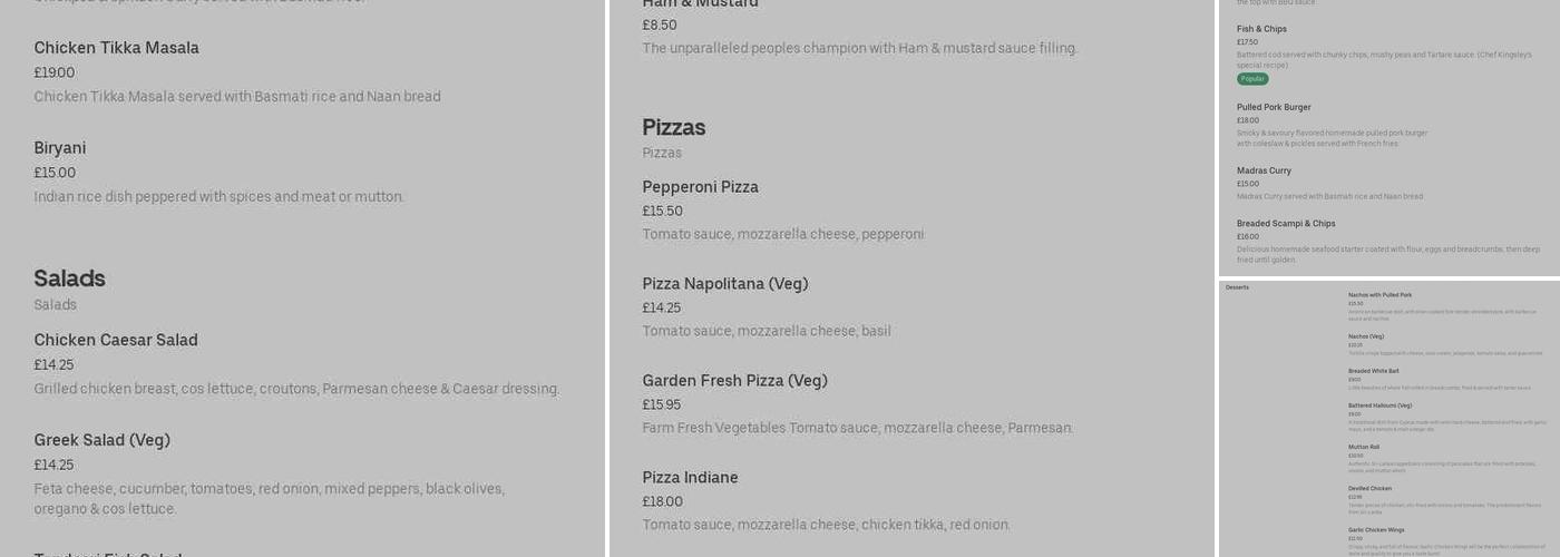 Waterfront Bar & Lounge Menu