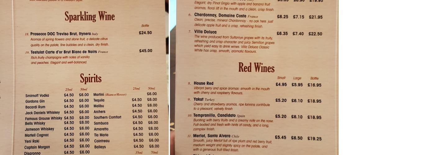 Dover Kebab House Menu