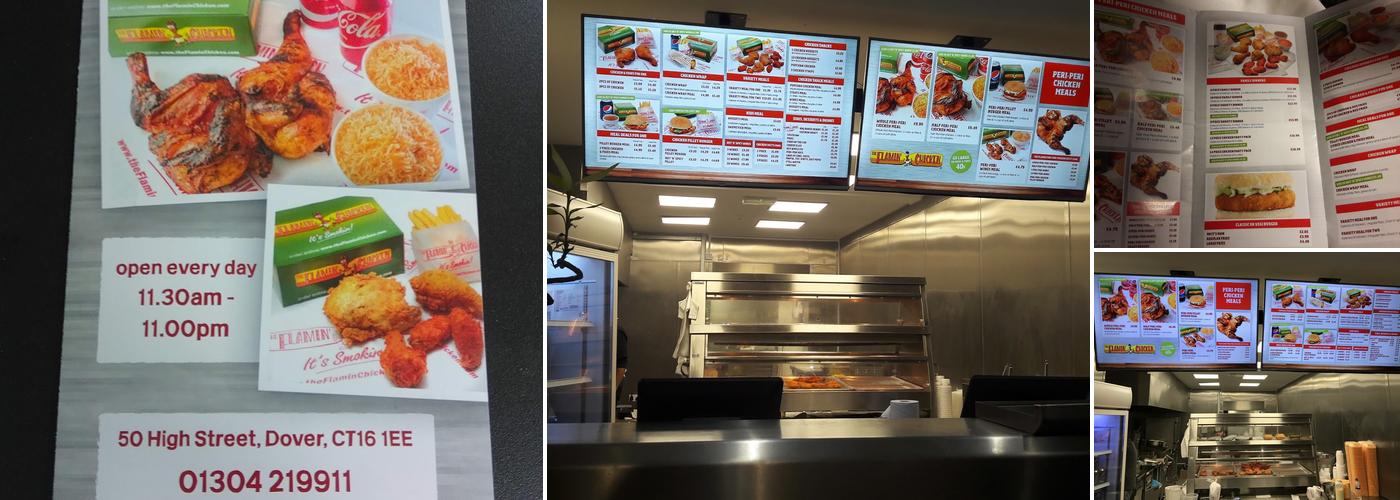 The Flamin Chicken Dover Menu