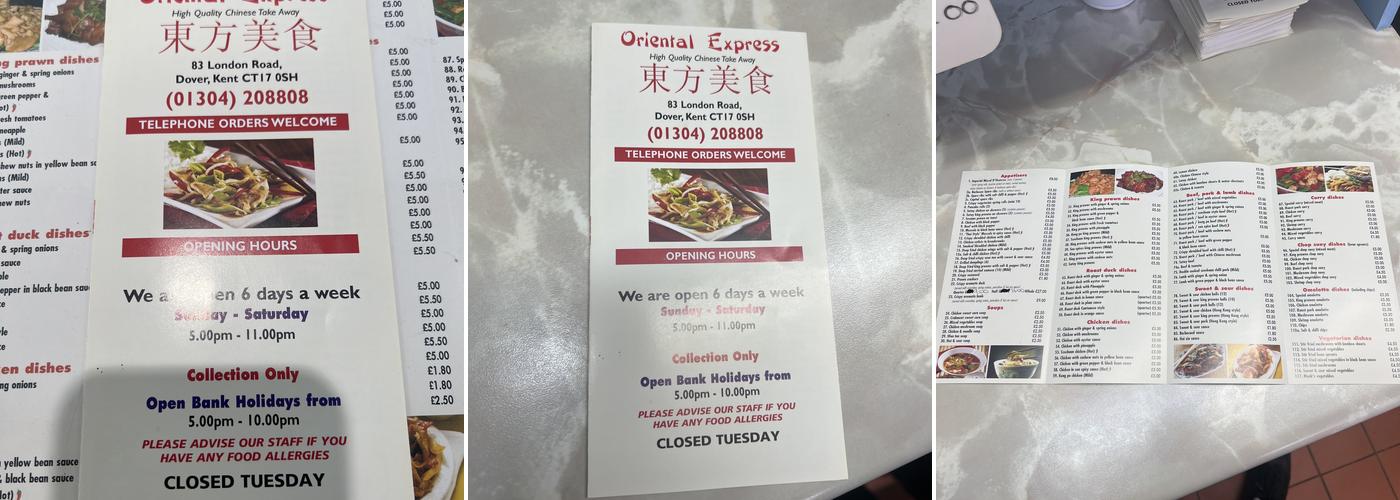 Oriental Express Menu