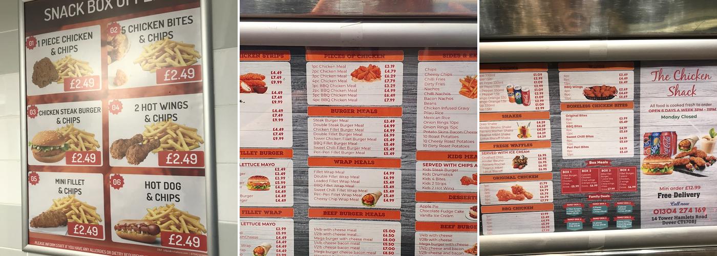 The Chicken Shack Menu