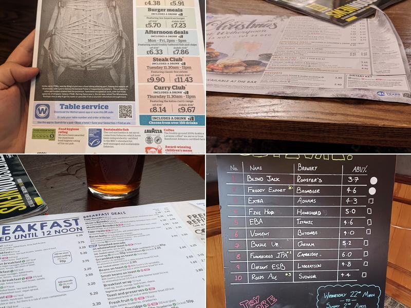 The Whalebone - JD Wetherspoon Menu