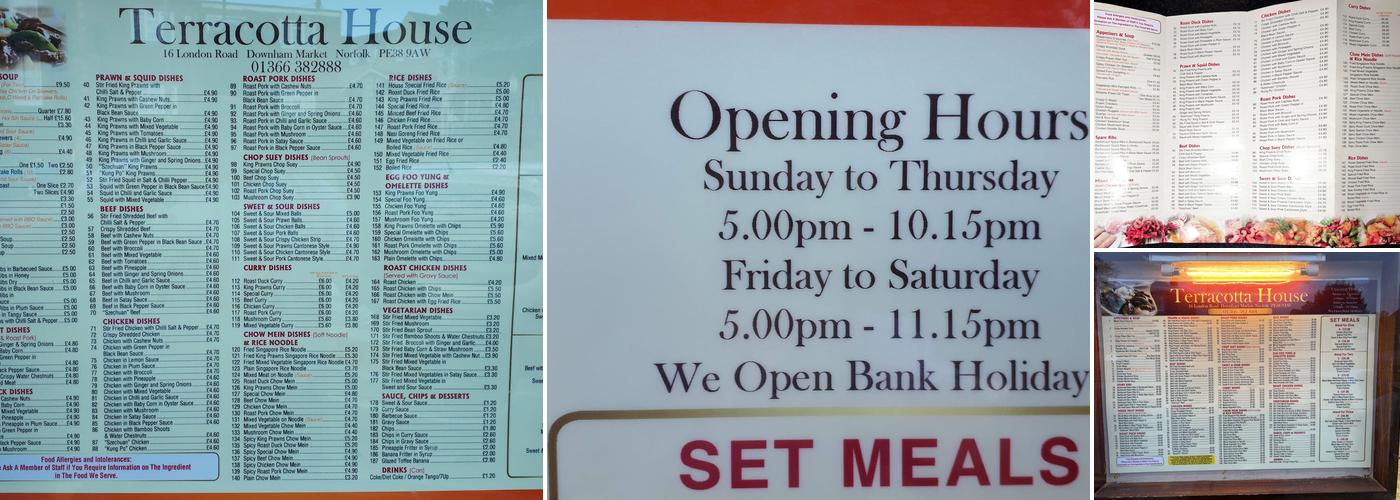 Terracotta House Menu