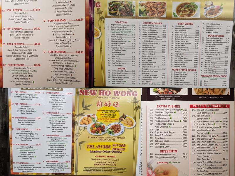 Ho Wong Menu