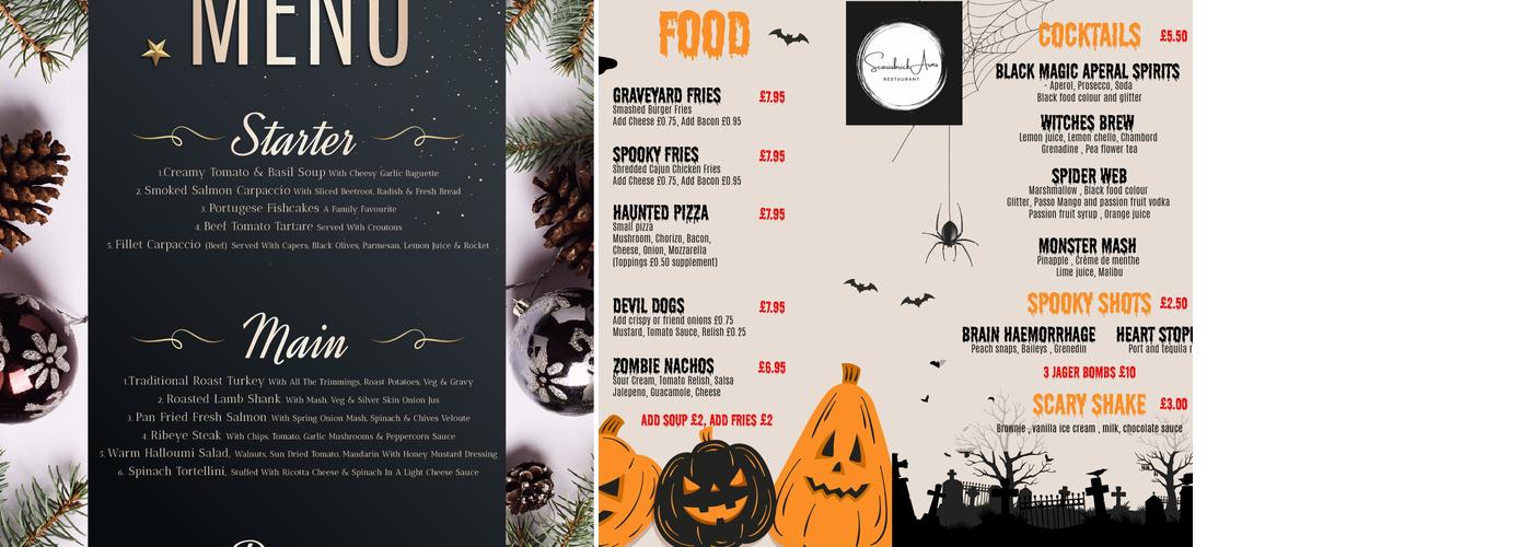 The New Scarisbrick Arms Menu