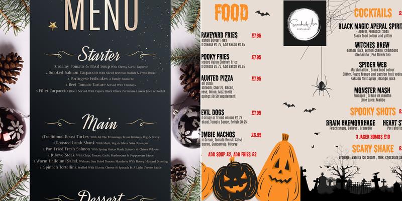 The New Scarisbrick Arms Menu