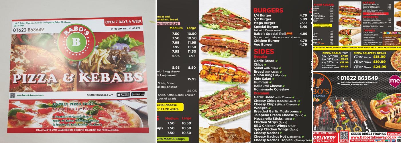 Babo's Kebab and Pizza Menu