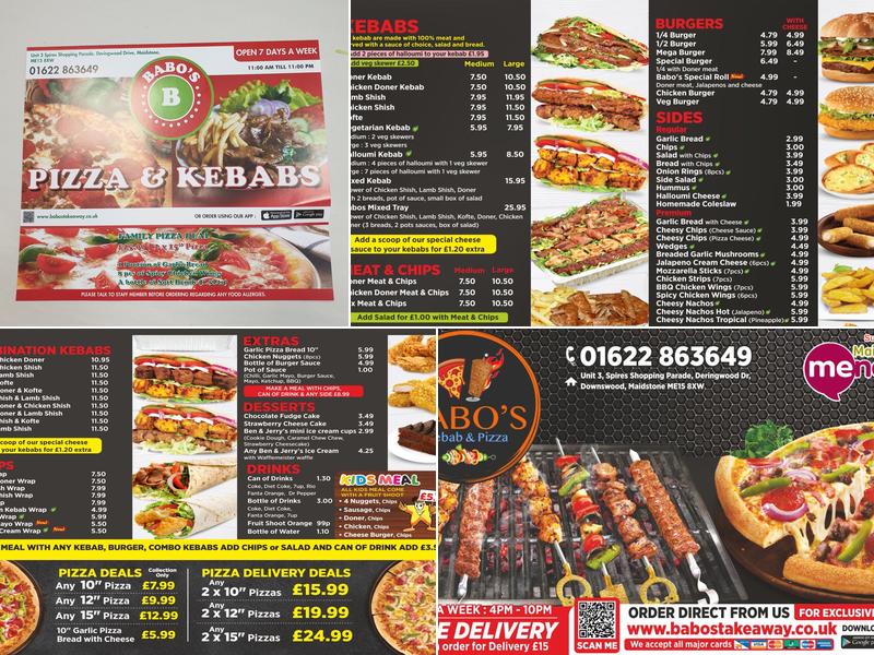 Babo's Kebab and Pizza Menu