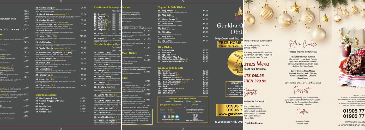 Gurkha Majestic Dining Menu