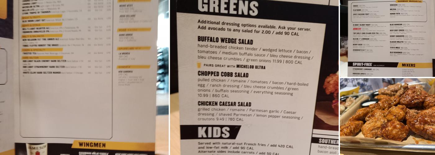 Buffalo Wild Wings Menu