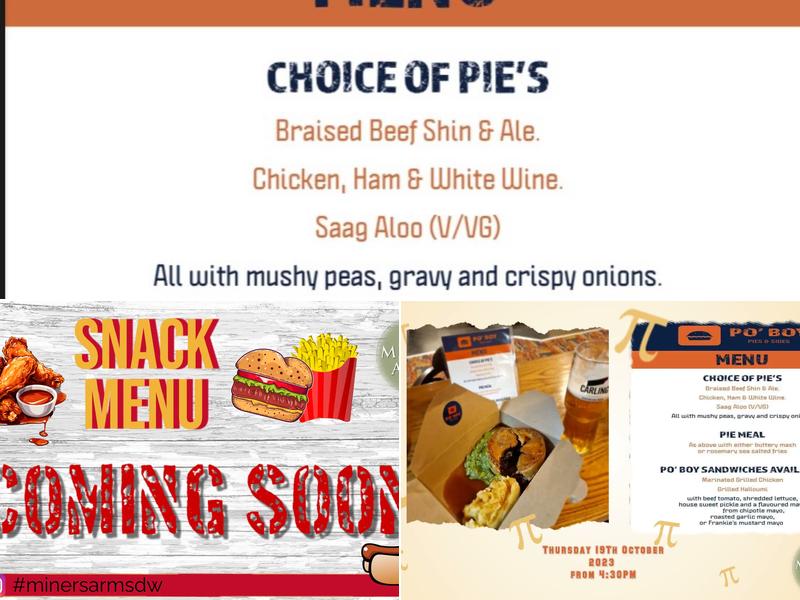 The Miners Arms Menu