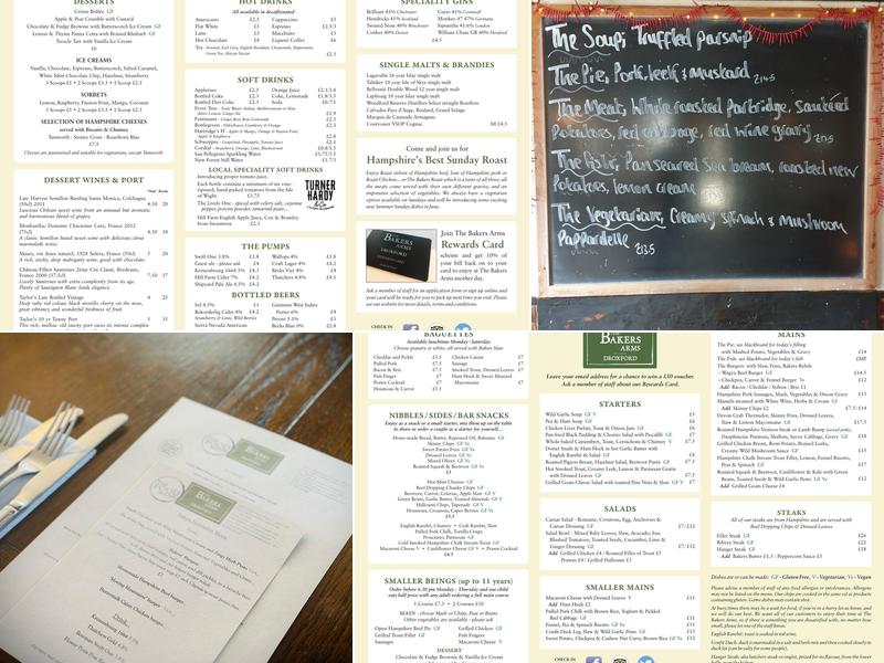 The Bakers Arms Menu