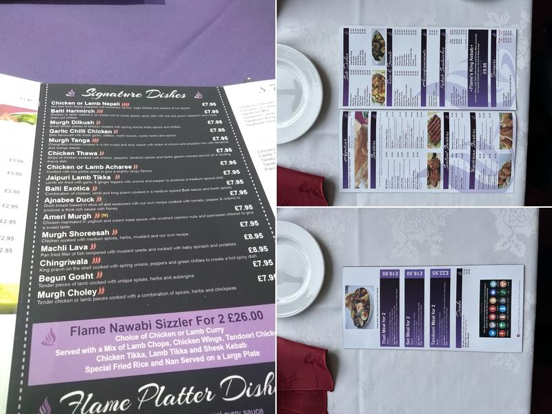 Purple Flame Droylsden Menu