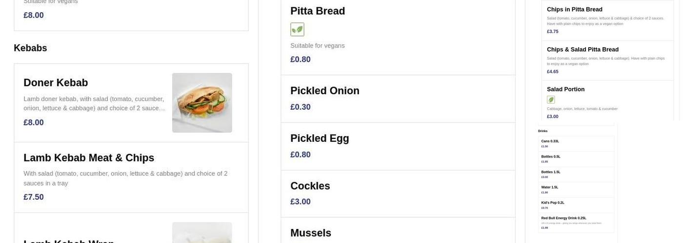 The Blue Submarine Menu