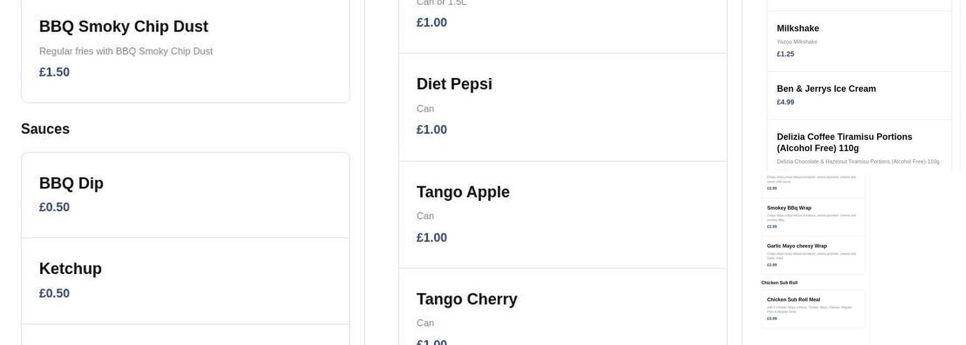 Caledonia Chicken & Ribs Menu